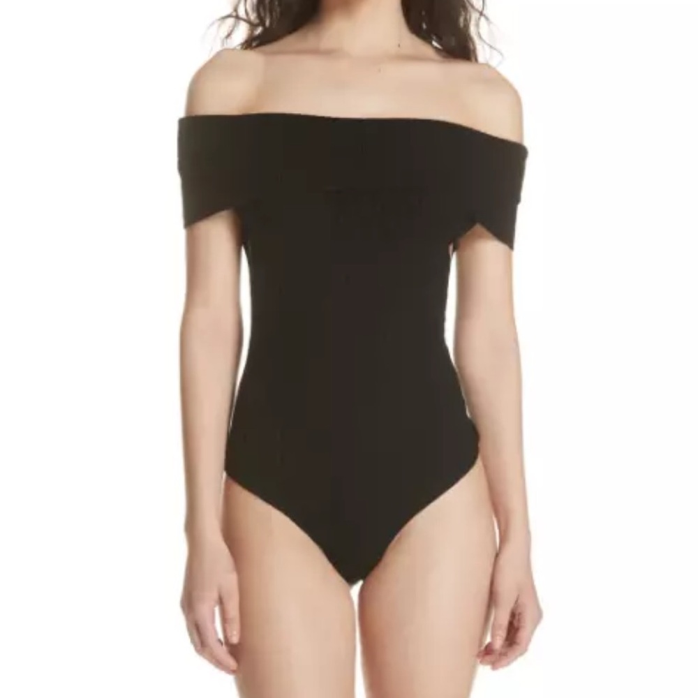 Free People Navy Blue Off-Shoulder Bodysuit‎